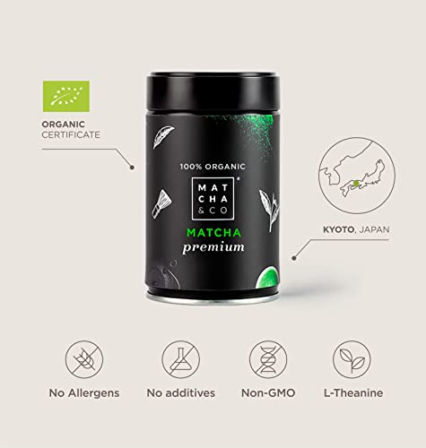Detalle de Matcha & CO Té Matcha Premium 100% Ecológico, Grado Ceremonial - 30 g