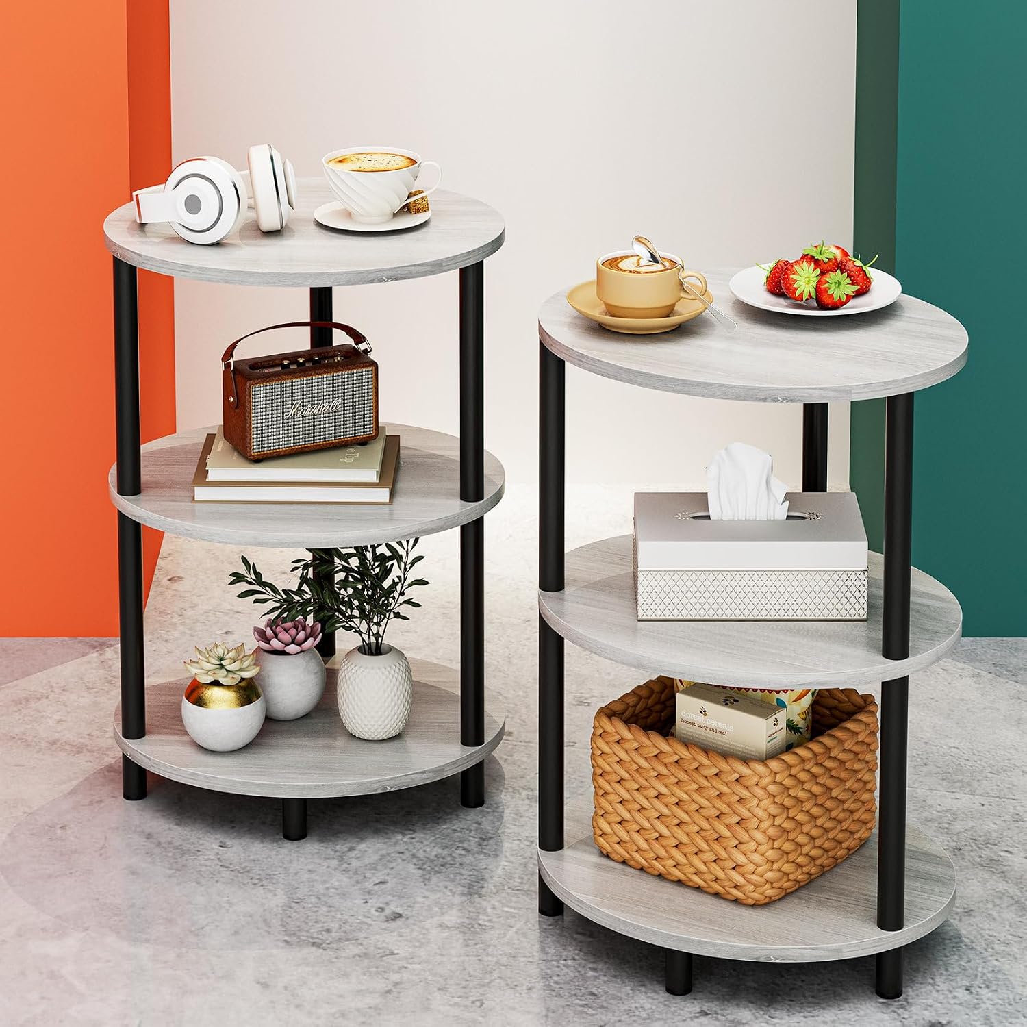 Detalle de RISWER Side Table, Wood and Metal
