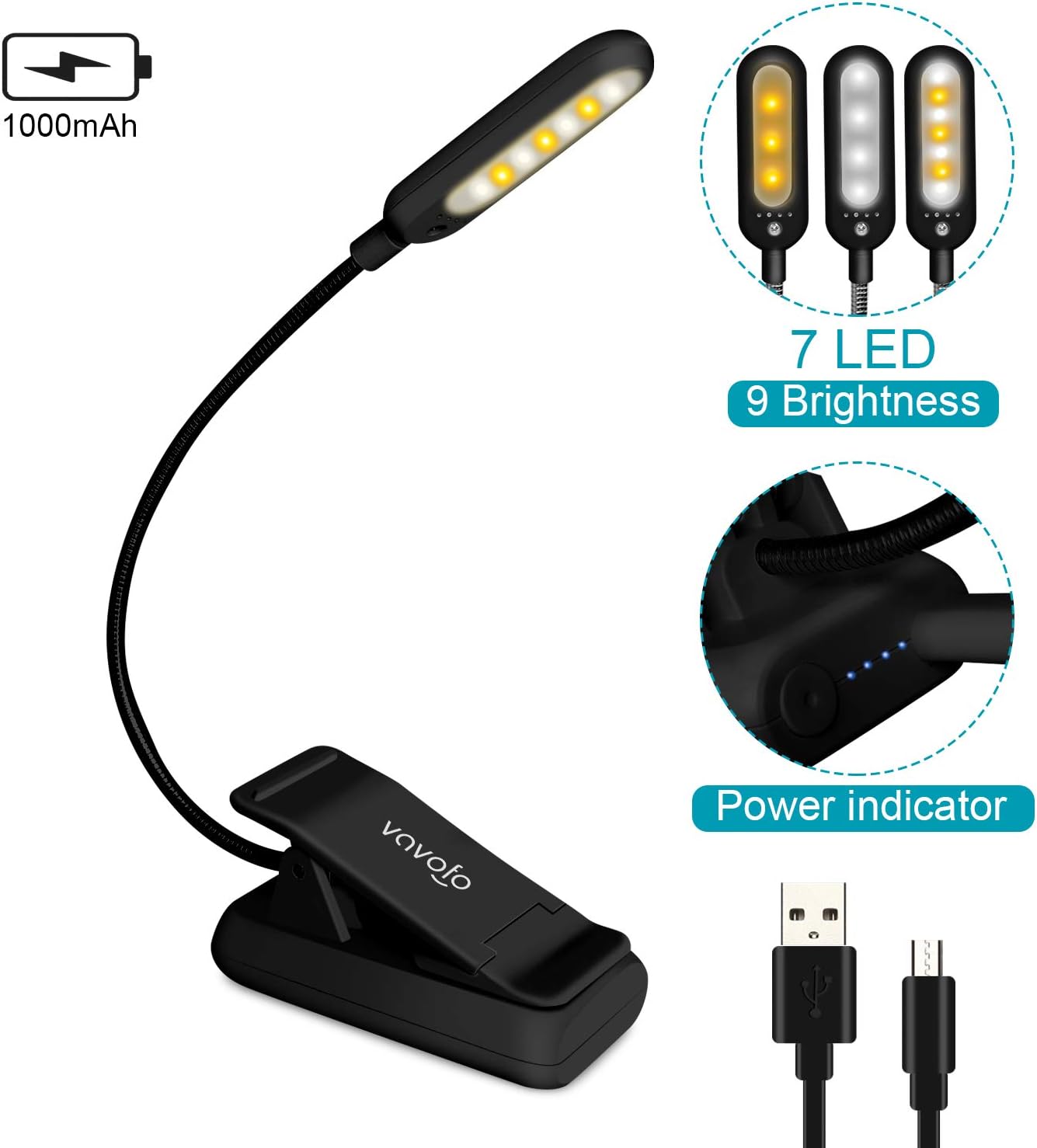 Thumbnail 3 de VAVOFO Rechargeable Reading Light 7 LEDs