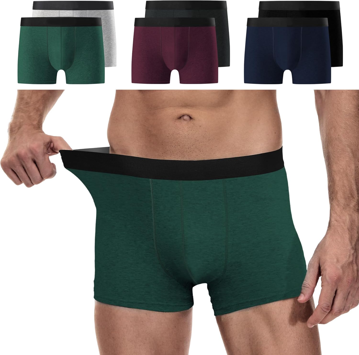 Detalle de YouShow Boxershorts Herren 6er Pack aus Baumwolle – Retroshorts, hautfreundlich & ohne Etikett