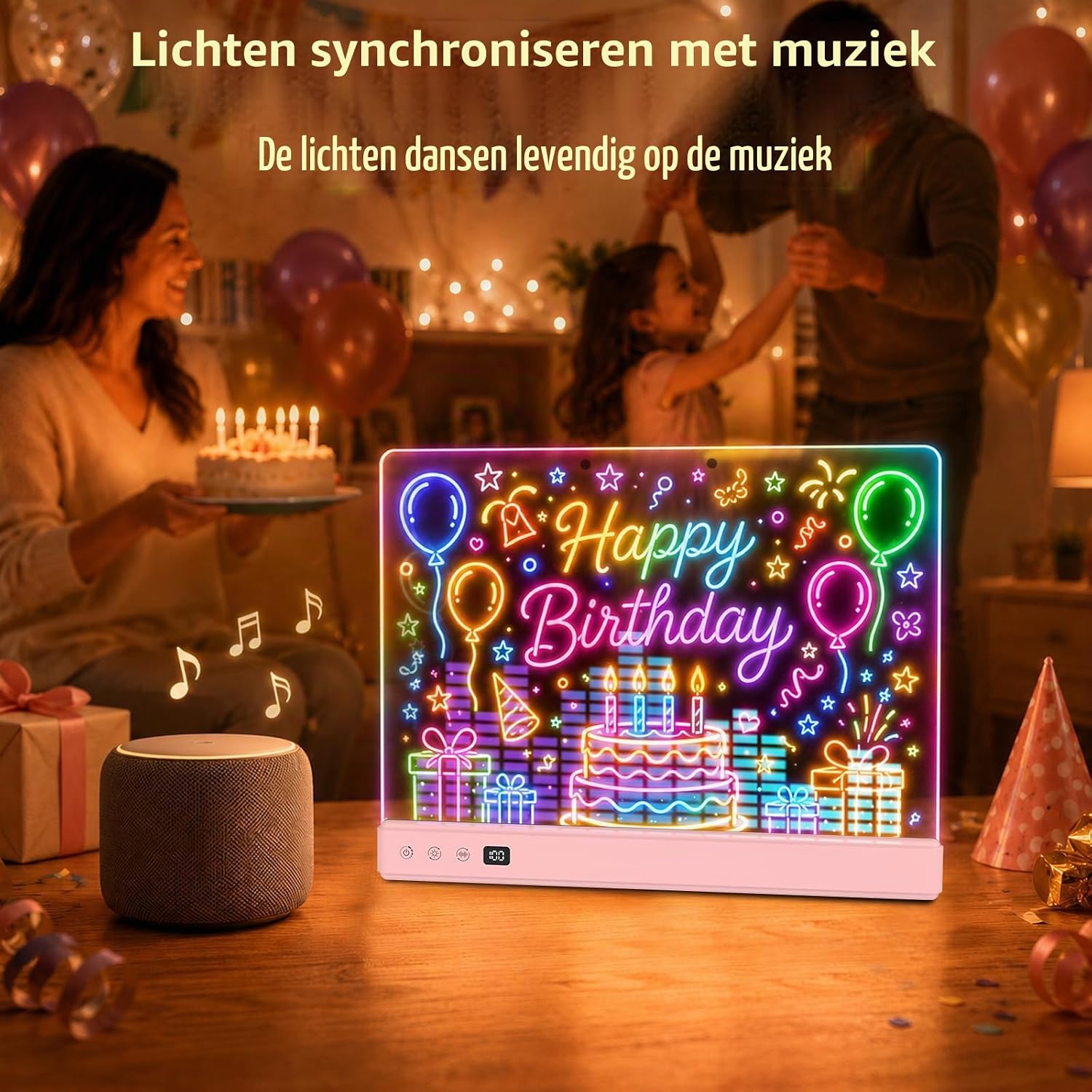 Detalle 2 de TOHETO LED-tekenbord voor kinderen, oplaadbaar met 7 RGB-kleuren en 9 lichtmodi
