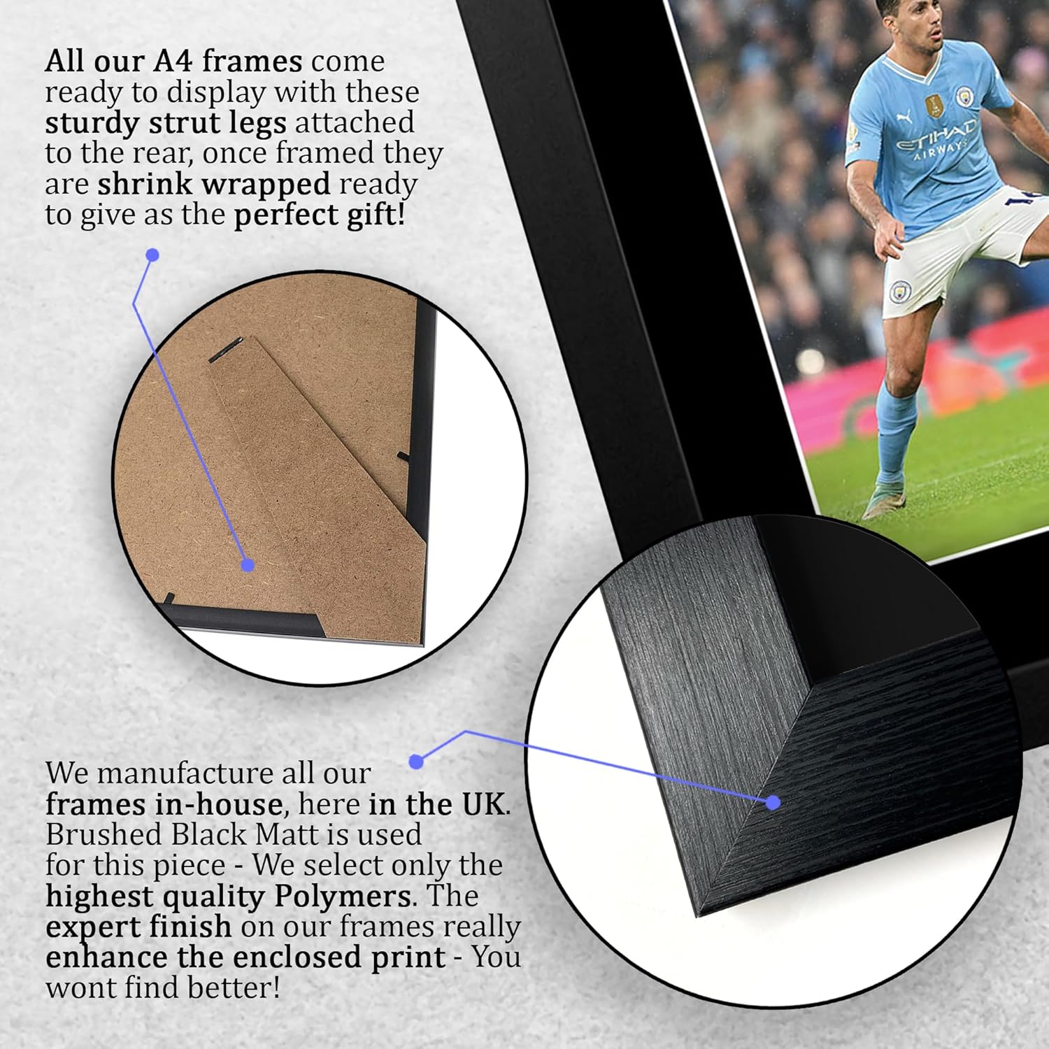 Thumbnail 6 de HWC Trading Rodri Manchester City A4 framed signed autograph photo gift (printed) for football fans
