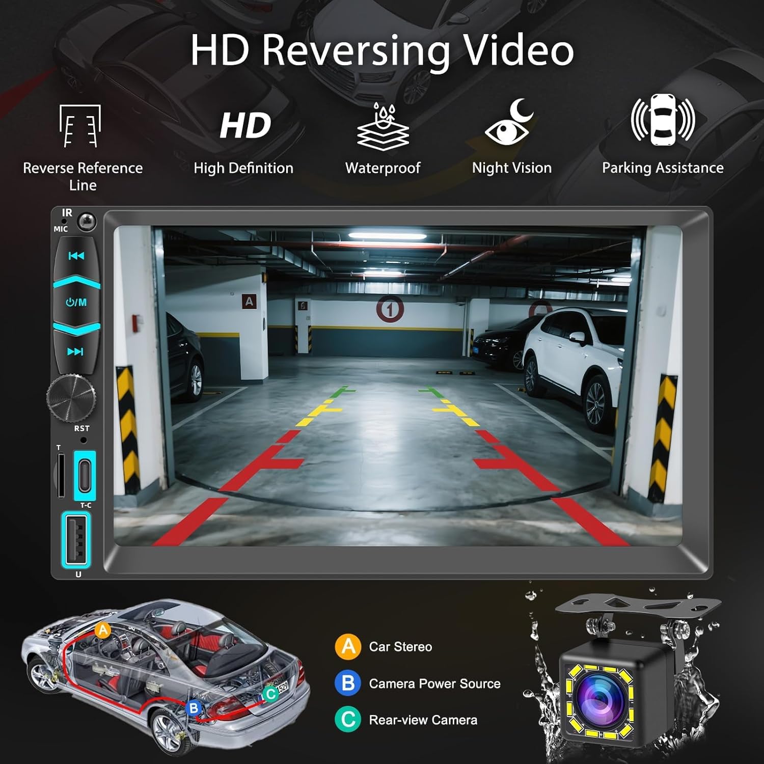 Detalle de Autoradio 2 DIN Bluetooth con CarPlay Wireless & Android Auto Wireless 7'' Touchscreen