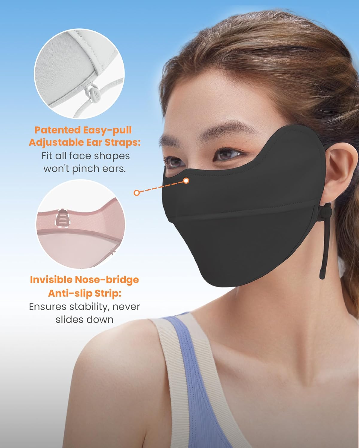 Detalle de BENEUNDER UV Sun Protection Face Cover and Neck Gaiter, UPF 50+