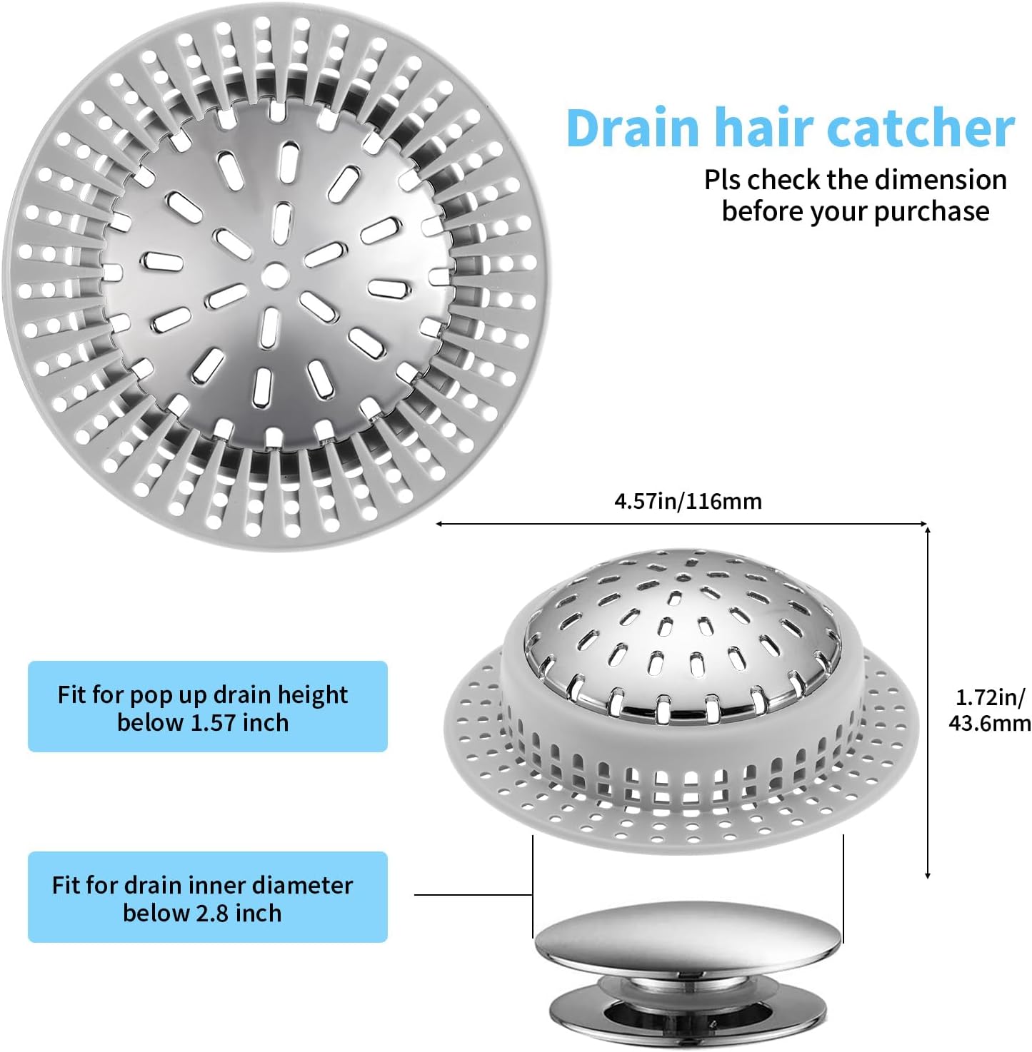 Detalle 2 de Aluvor Bathtub Drain Hair Catcher with Silicone Ring