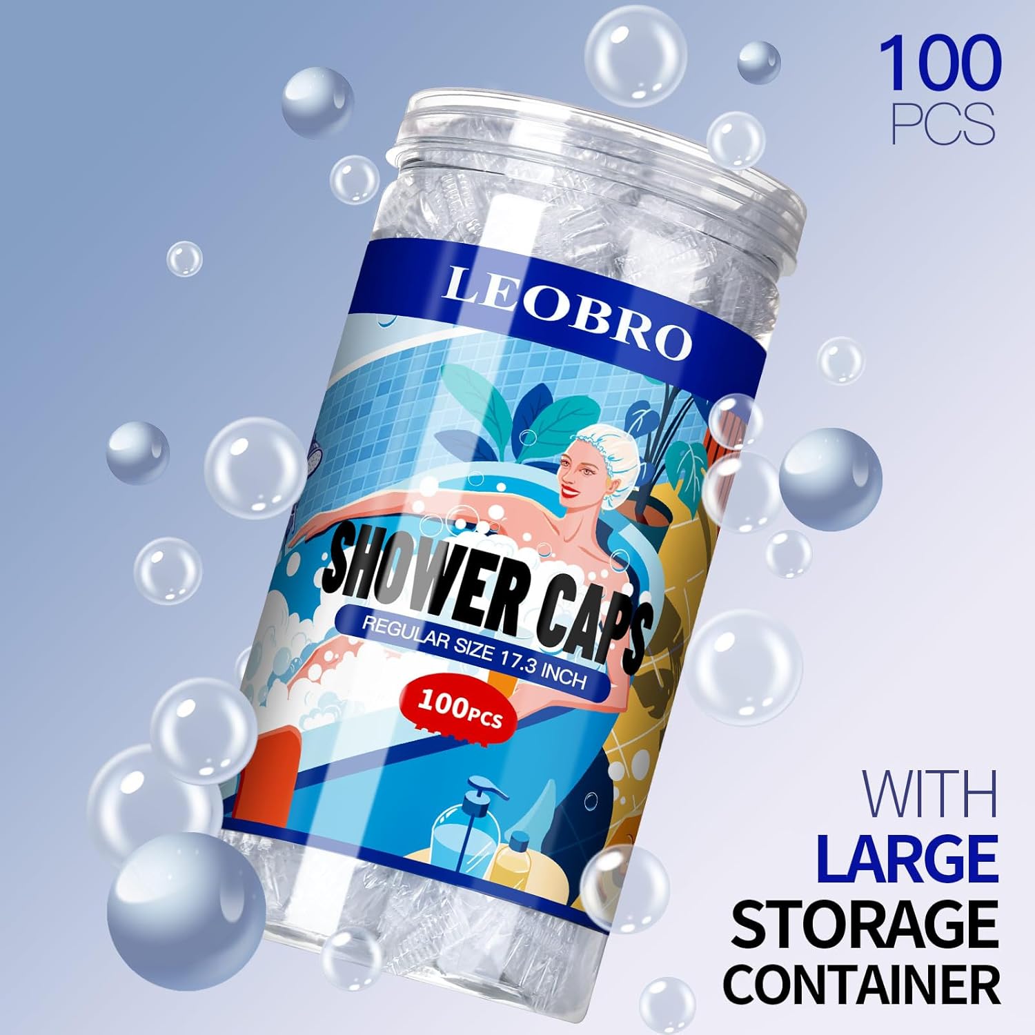 Detalle 2 de LEOBRO Disposable Shower Caps 100 pcs, 17.3 in