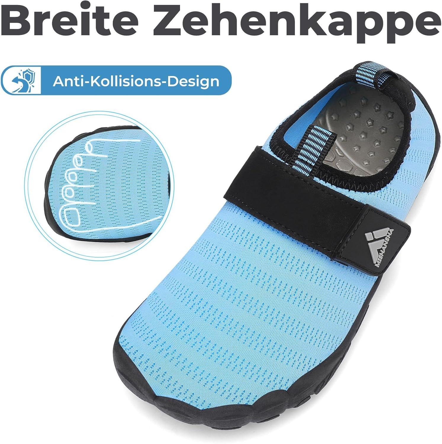 Detalle 2 de Mishansha Chaussures Aquatiques Enfant — Séchage rapide, antidérapantes et faciles à enfiler (Taille 24–35 EU)