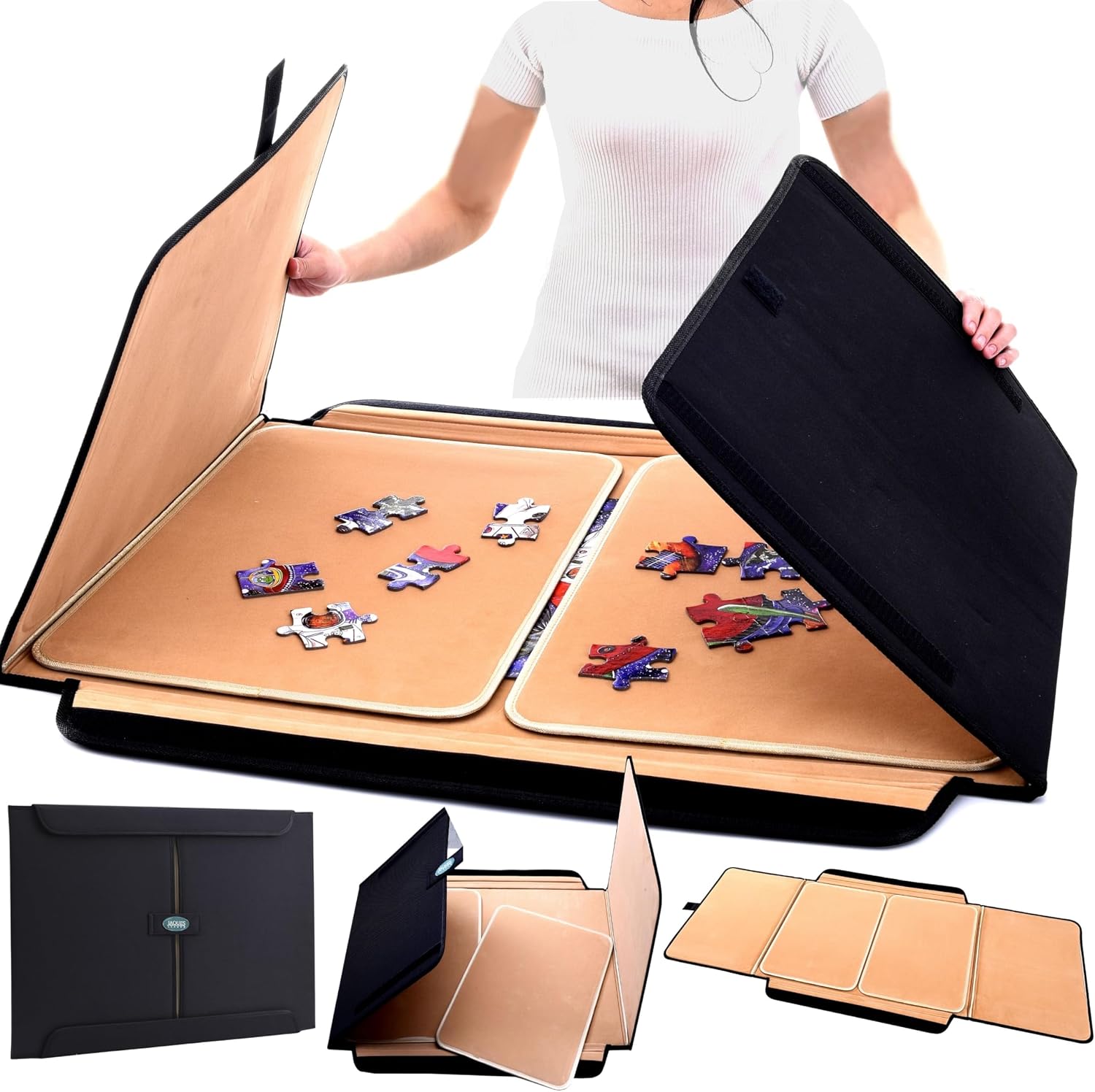 Jaques of London Premium Jigsaw Board for 1000 Pieces – Portable, Felt-Lined Puzzle Storage