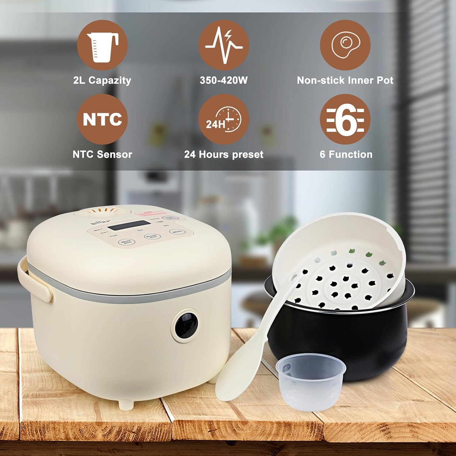 Detalle de Bar Bear multifunctional rice cooker 4 cups