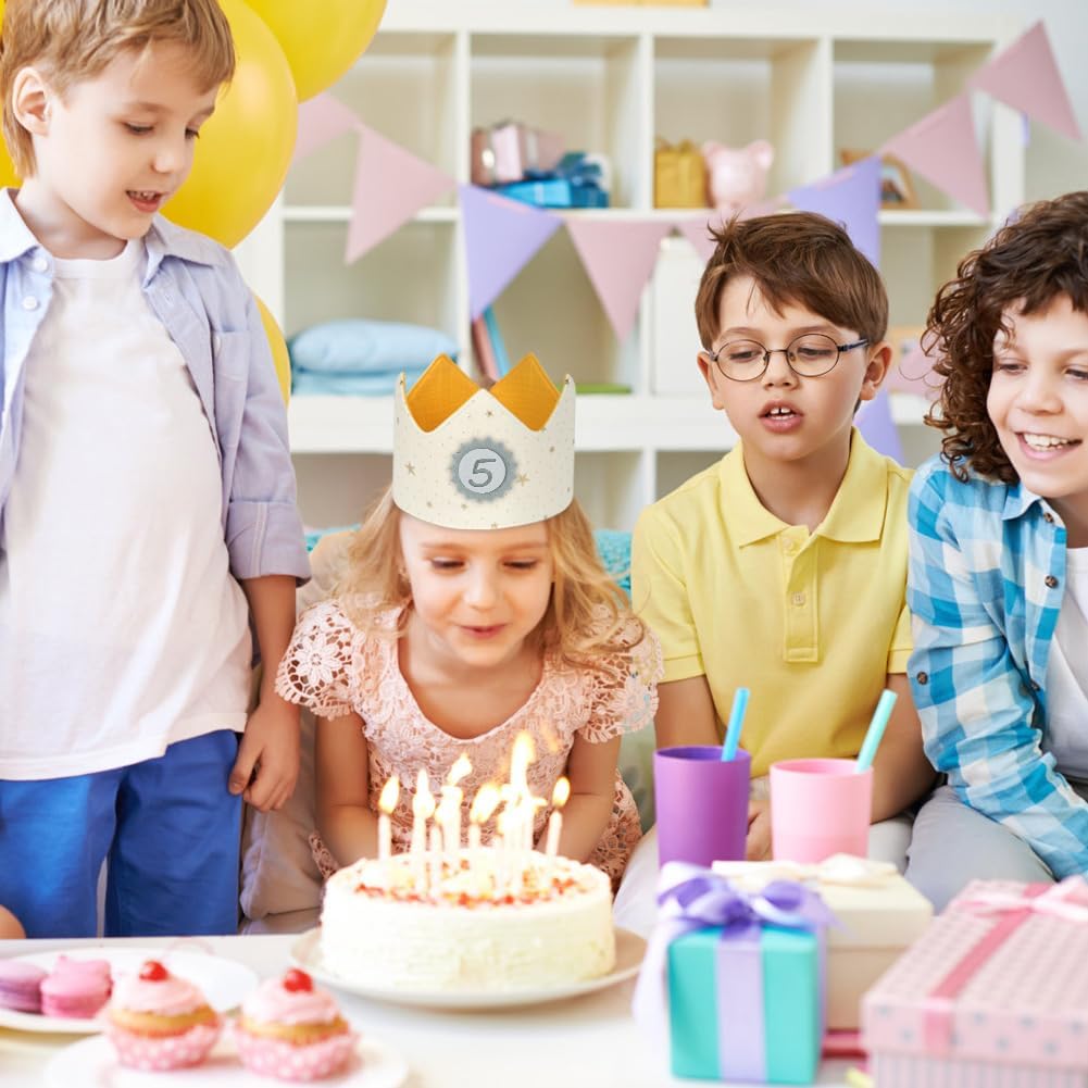 Thumbnail 6 de URAQT Geburtstagskrone Kinder – Stoffkrone mit wechselbaren Zahlen 1–9, Weiß