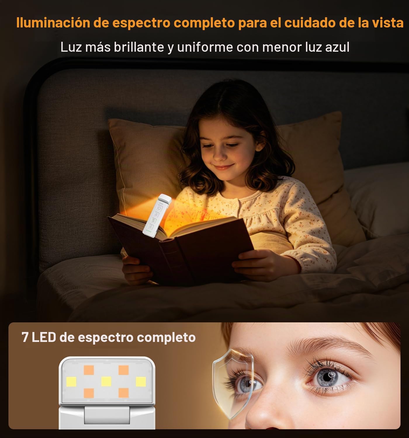 Detalle de Gritin Luz de Lectura con 7+1 LED: 2 en 1, lámpara de lectura y linterna para uso diario y outdoor