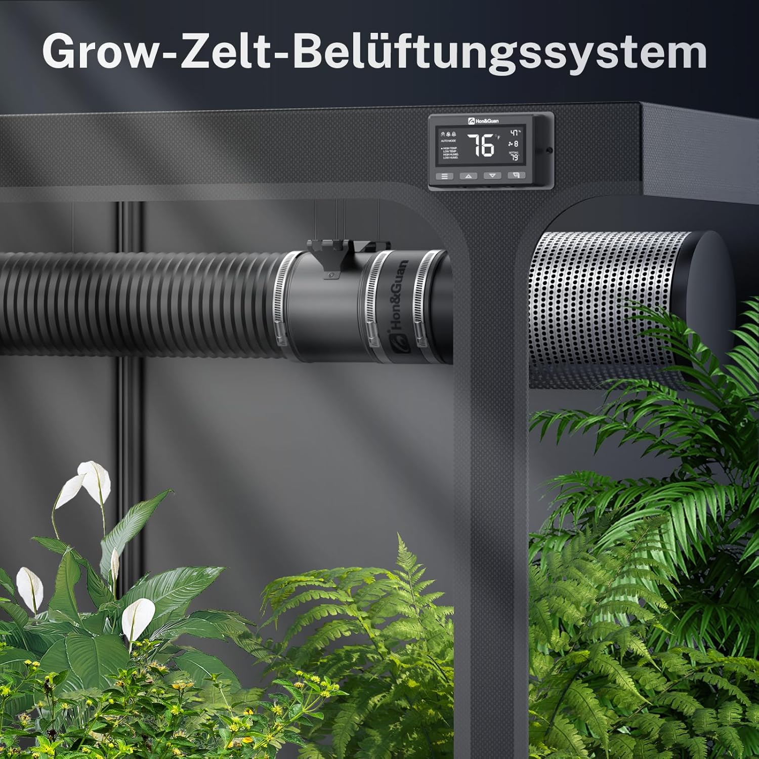Thumbnail 6 de Hon&Guan Rohrventilator 150mm Regelbar mit EC-Motor – Intelligenter Kontroller, Temperatur- und Feuchtigkeitsregler