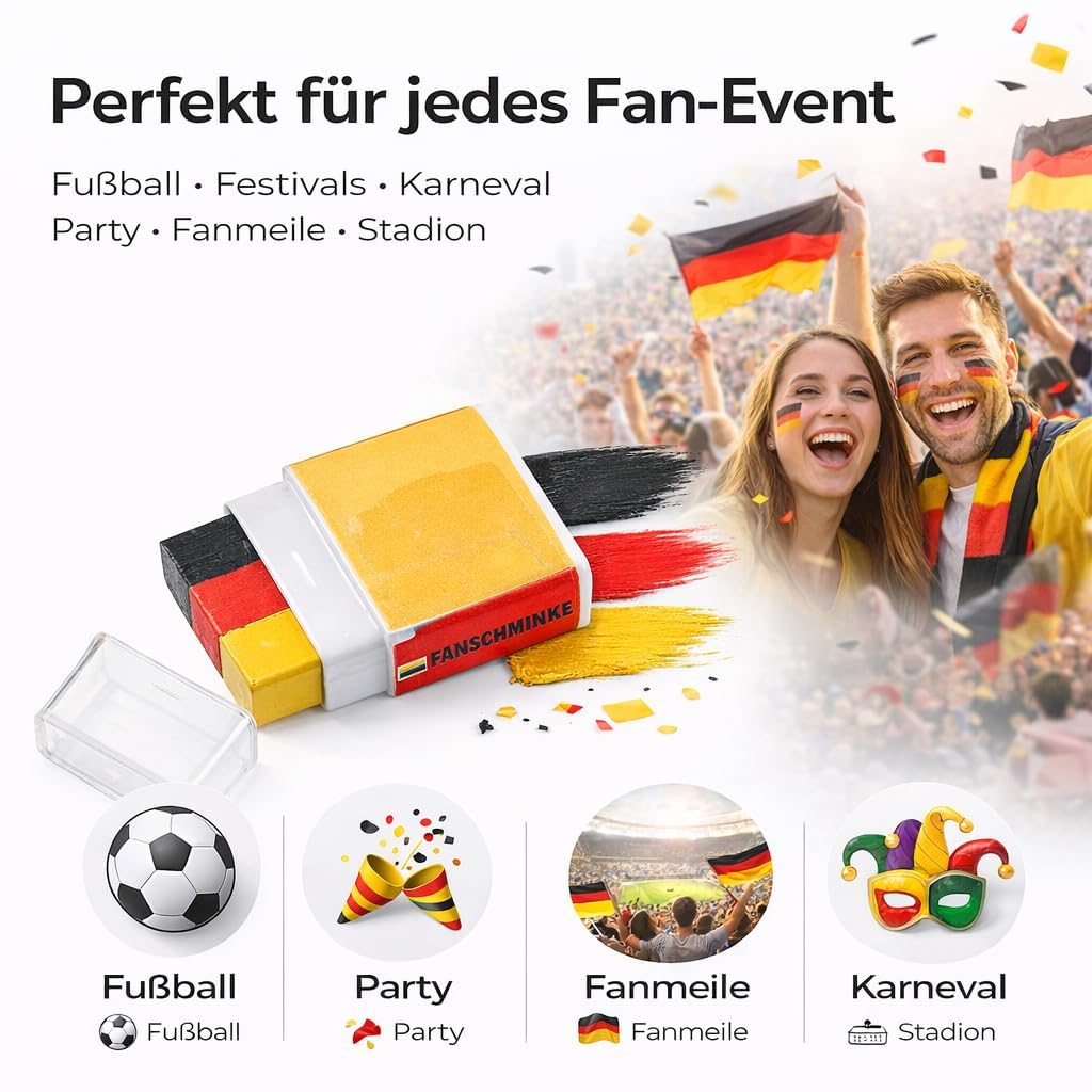 Thumbnail 4 de Schminkstift Fanartikel Deutschland – Schwarz, Rot, Gelb (Gold) als Deko für die Fußball-Weltmeisterschaft 2026