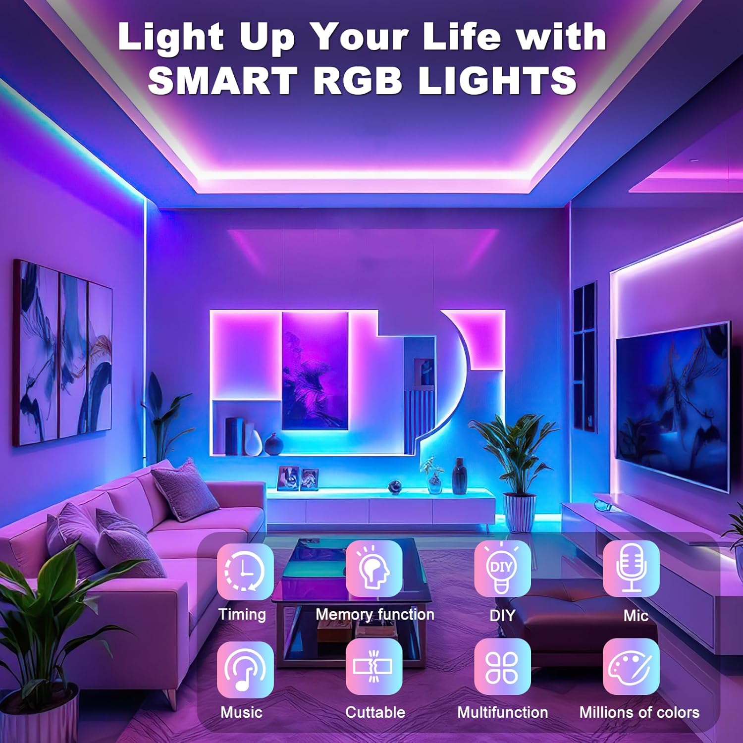 Detalle de Ylatoial Striscia LED RGB da 10 m con sincronizzazione musicale, Bluetooth e dimmer