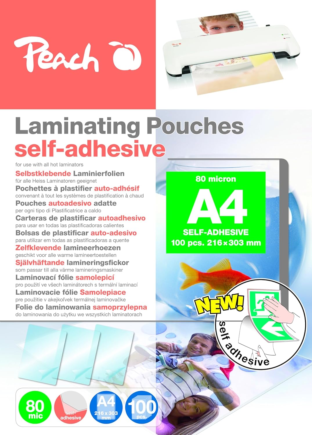 Thumbnail 1 de Peach Laminierfolien A4 80 µm, 100 Stück 📄
