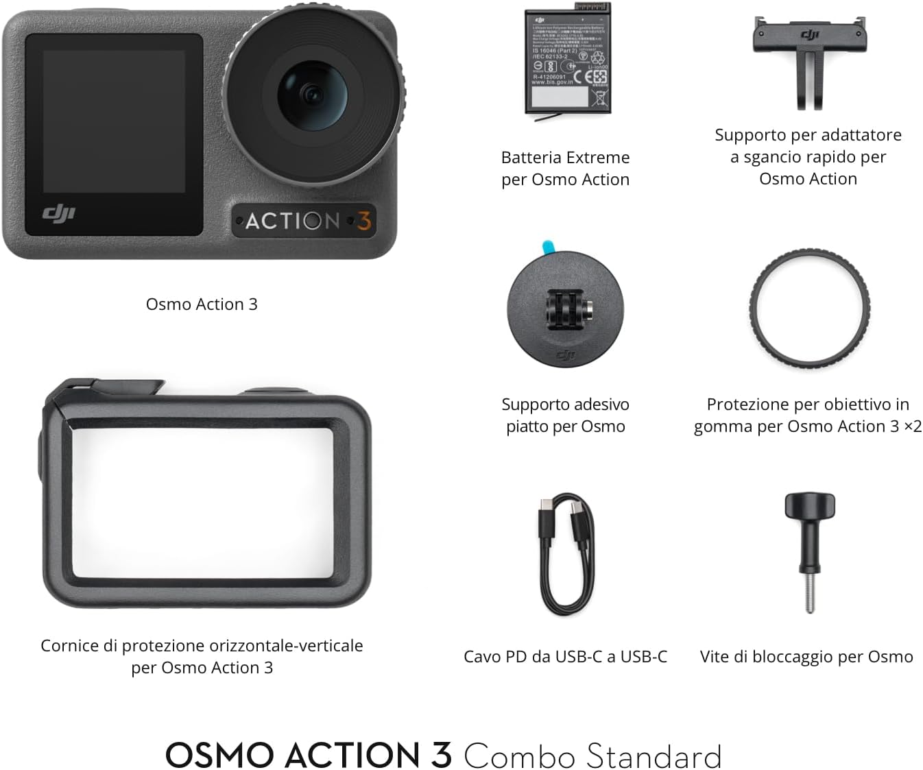 Thumbnail 4 de DJI Osmo Action 3 Combo Standard: action cam 4K con horizon stabilizzato, dual touchscreen e impermeabile a 16 m