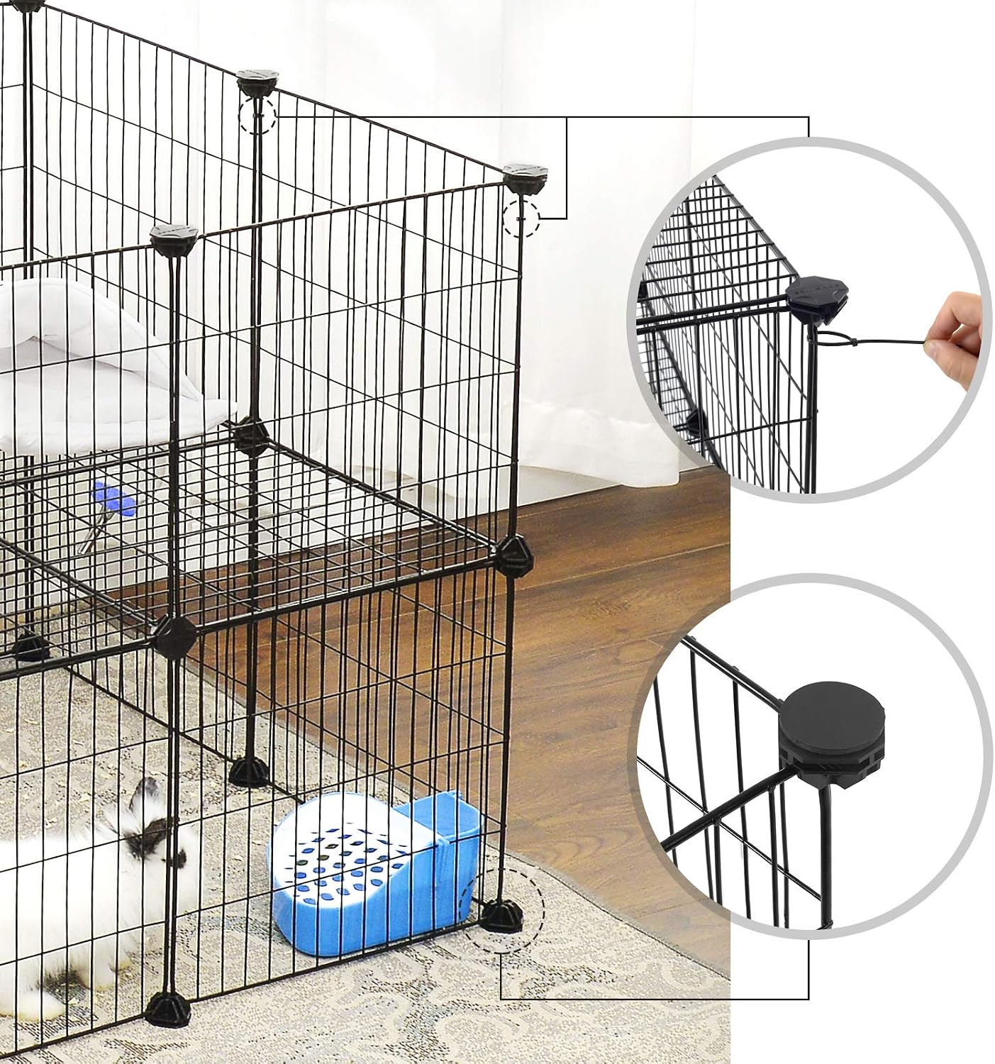 Detalle 2 de SONGMICS LPI02H enclos modulable 143×73×71 cm 🐾