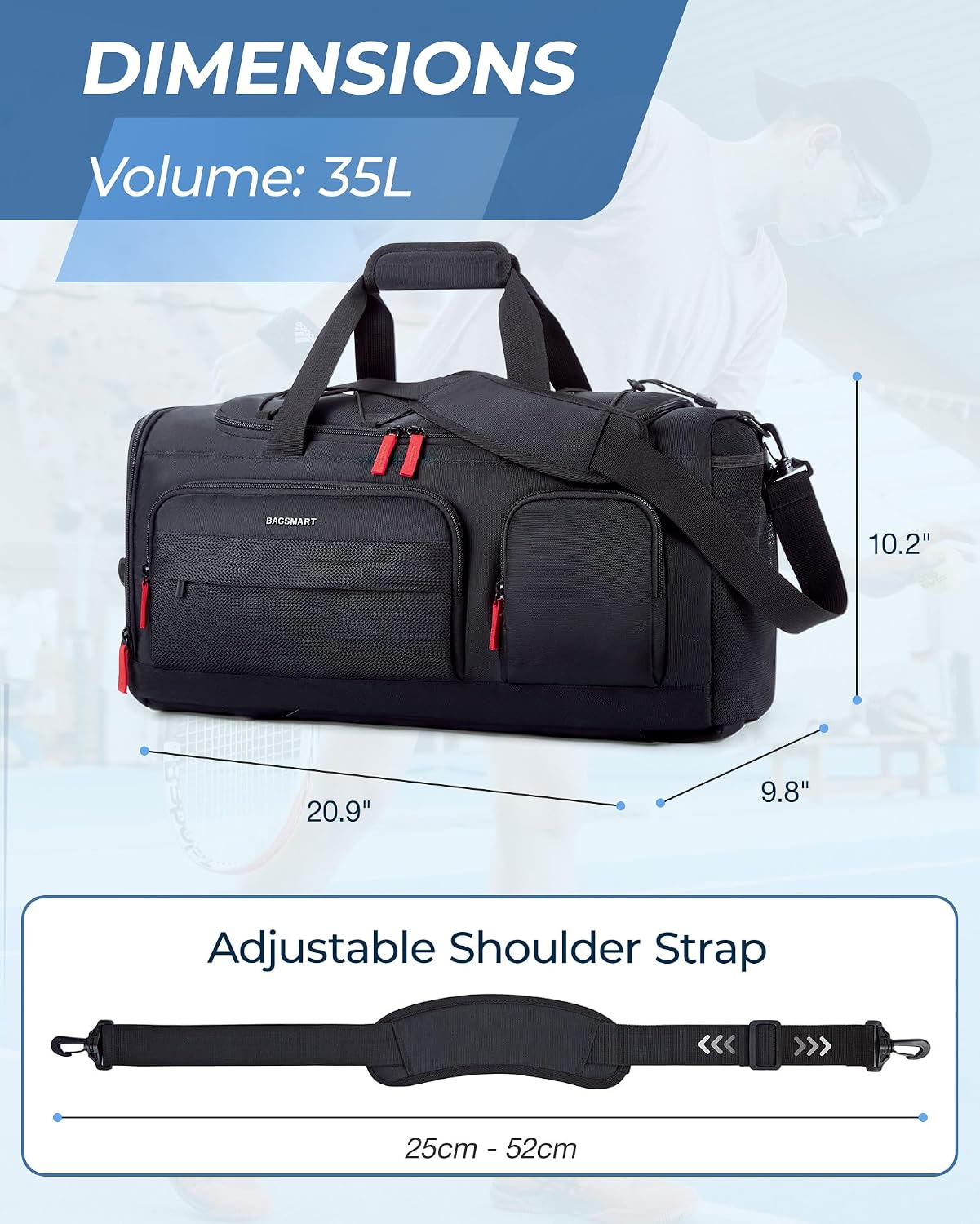 Thumbnail 5 de BAGSMART 35L Gym Duffel Bag with Laptop Compartment