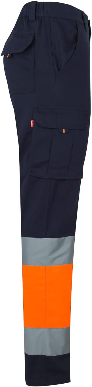 Detalle de Velilla 303007 Pantalone 100% cotone Alta Visibilità Blu Navy/Arancione Fluoro, taglia L