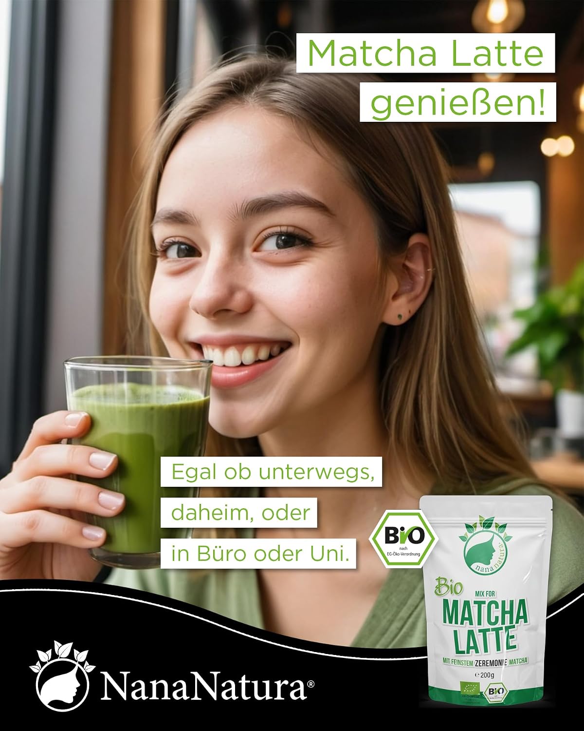 Detalle 1 de NanaNatura Bio Matcha Latte Mix 22% Matcha