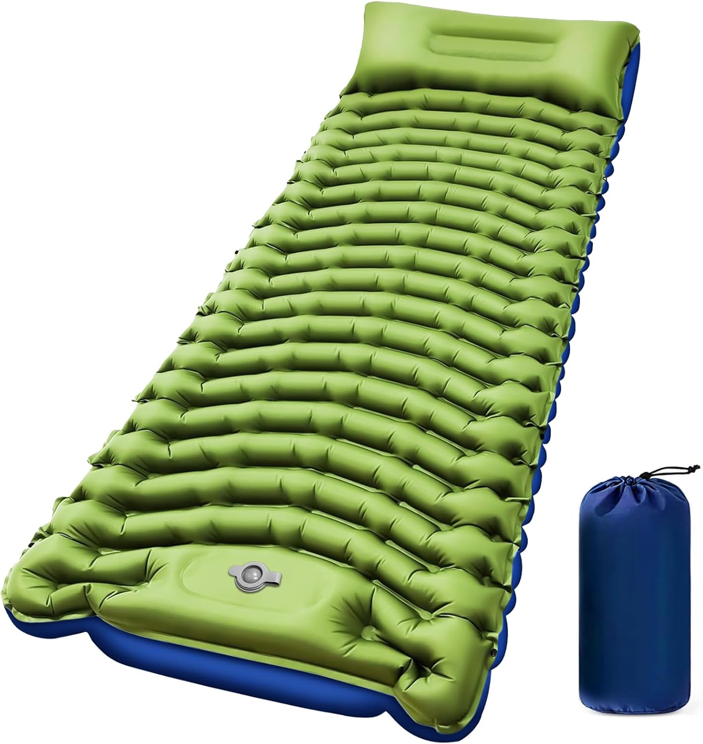 Detalle de WIKNOT CQCD Isomat campingmatras 195 x 70 x 10 cm met voetpomp en kussen