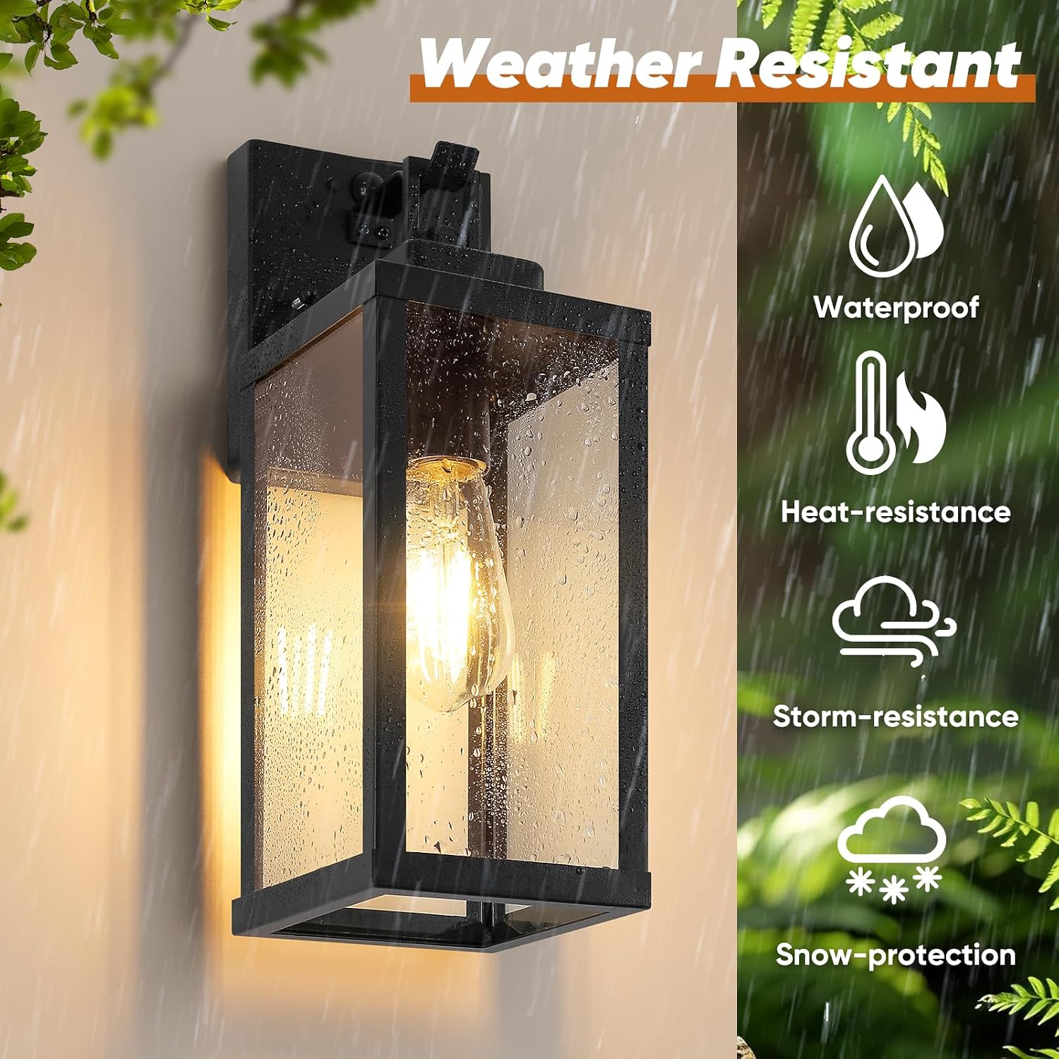 Detalle de BesLowe Motion Sensor Outdoor Wall Lights, 14-inch