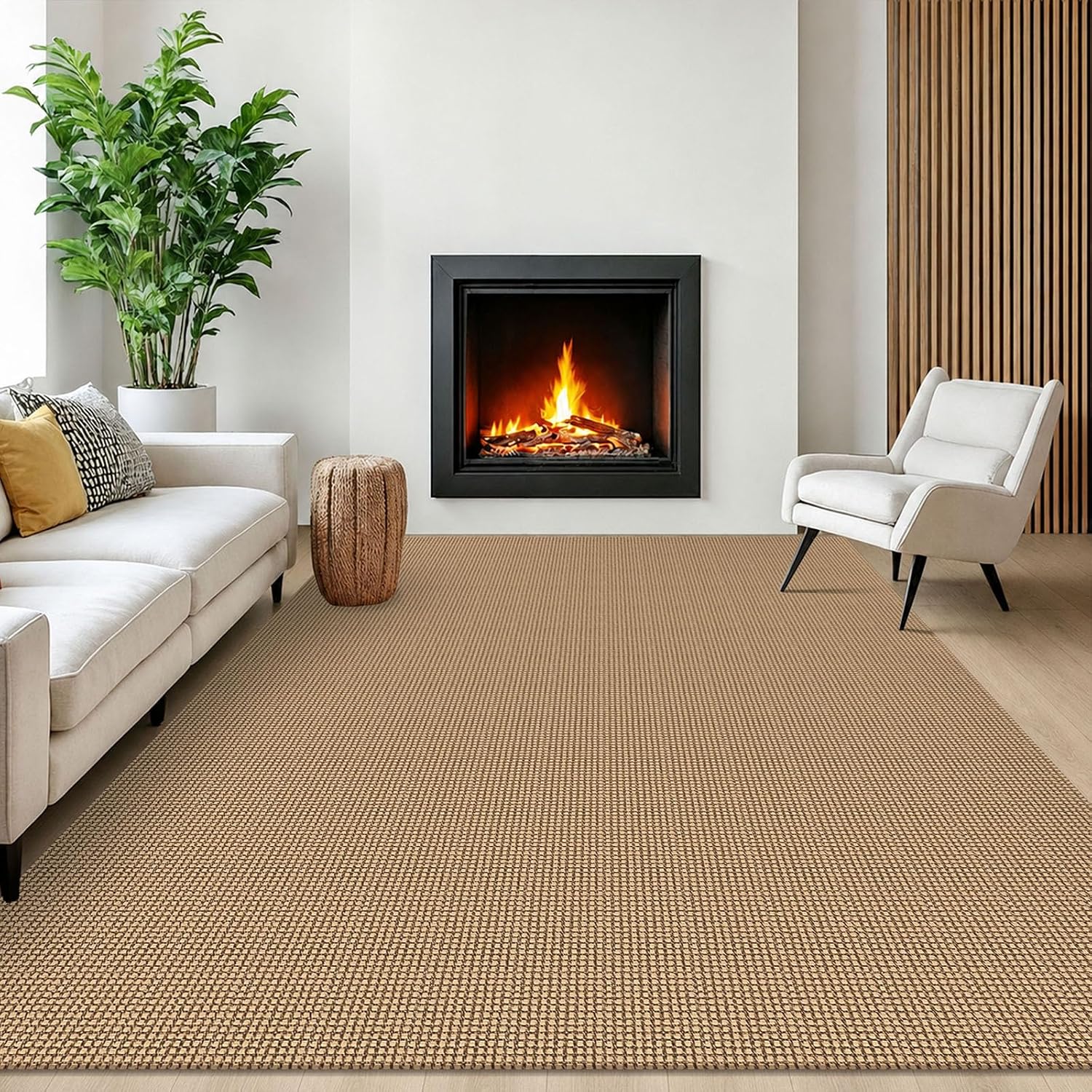 Detalle de EARTHALL Woven Area Rugs 6x9 Ft Washable Non-Slip Braided Rug (Orange/Tan/Brown)