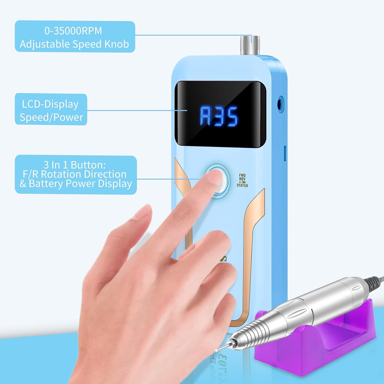 Thumbnail 6 de Portable Nail Drill Professional 35000 RPM 💅