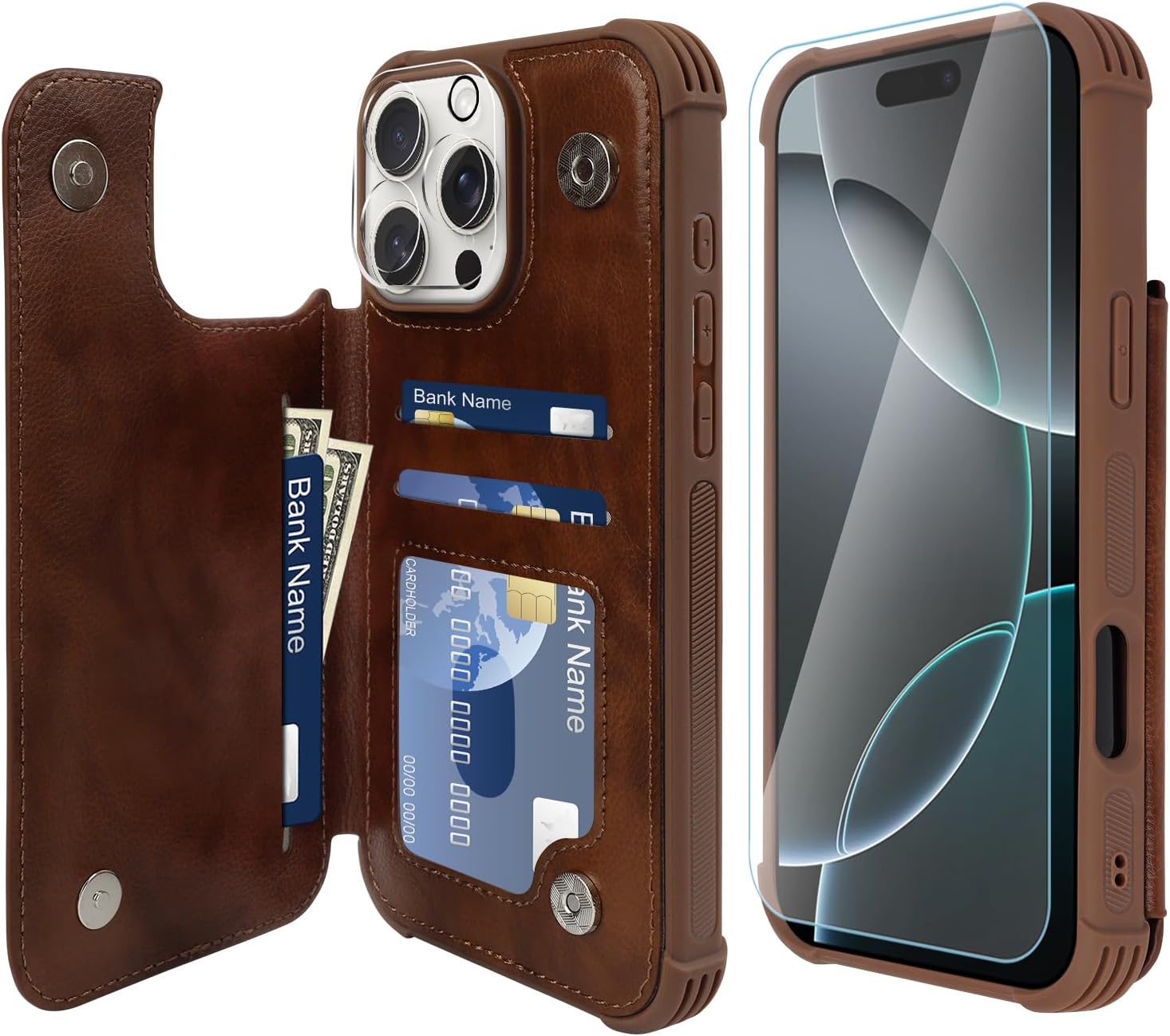 Detalle de VANAVAGY Wallet Case for iPhone 16 Pro Max with Card Slots and Stand