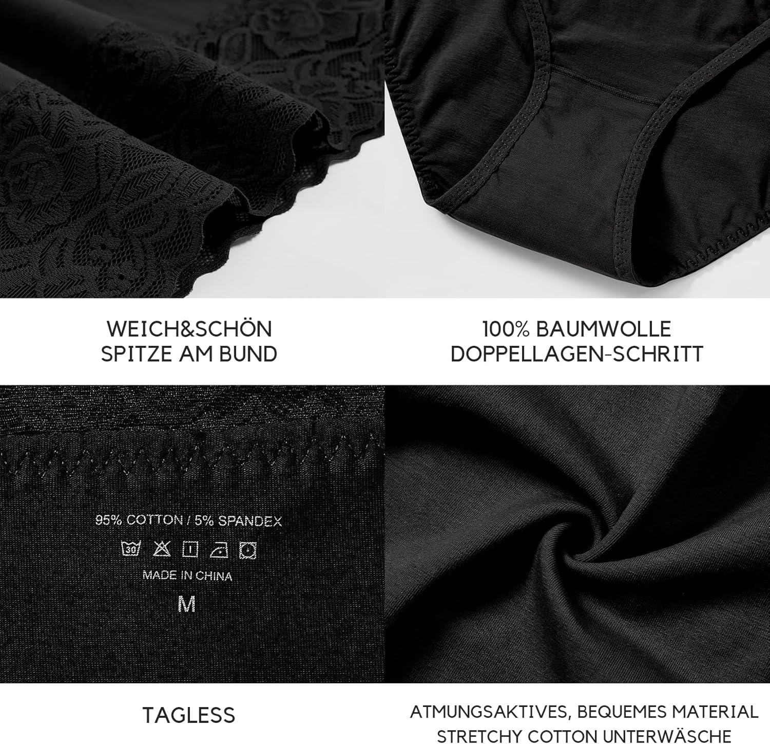 Thumbnail 3 de Wealurre Damen-Slips im 5er Pack: High-Waist aus Baumwolle mit Spitze