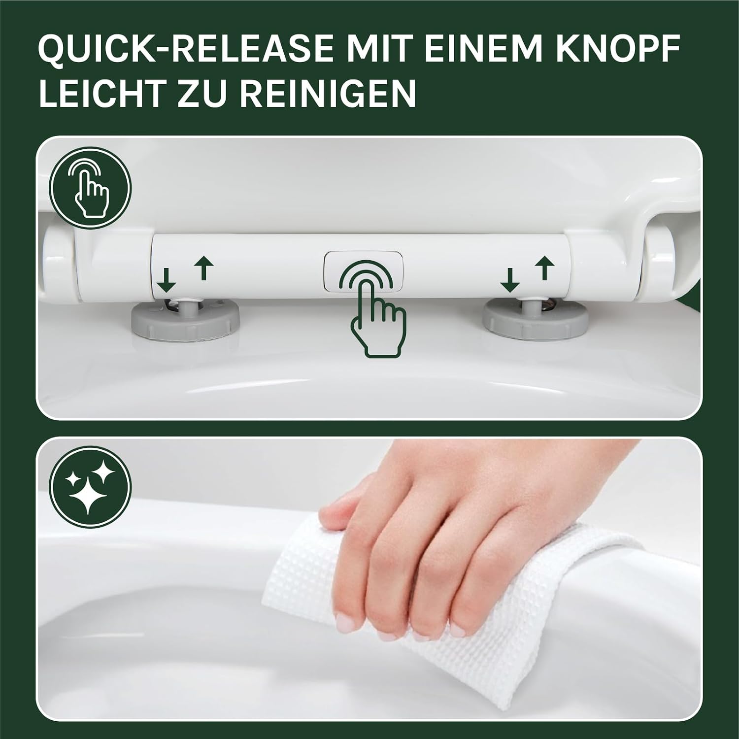 Detalle 2 de WOLTU WC-Sitz mit Absenkautomatik – Softclose, Schnellbefestigung und Universal-O-Form
