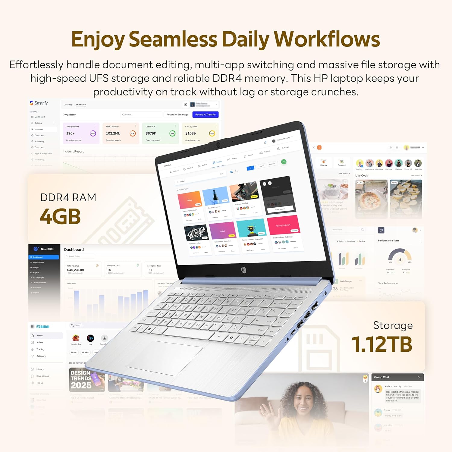 Thumbnail 2 de HP Flagship 14-inch Student & Business Laptop (13th Gen Intel N150, 4GB RAM, 128GB UFS + 1TB Dock, Windows 11 S) with Copilot — Sky Blue