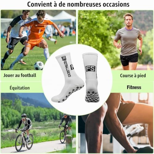 Detalle de ZEPIQOR 3 paires de chaussettes antidérapantes de sport blanches, EU 39-46