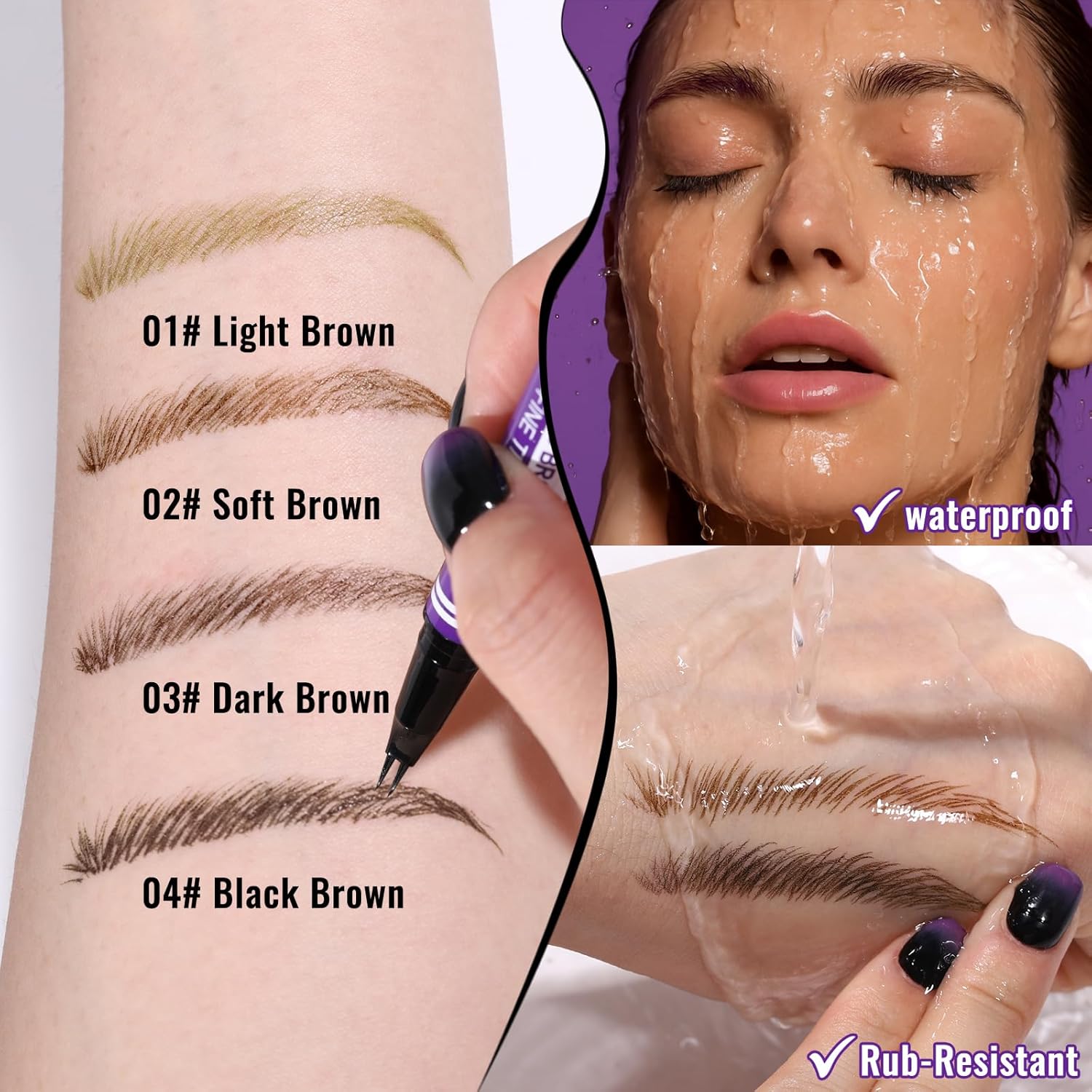 Detalle de UCANBE Crayon Sourcils 2-en-1 Effet Microblading - Brun noirâtre