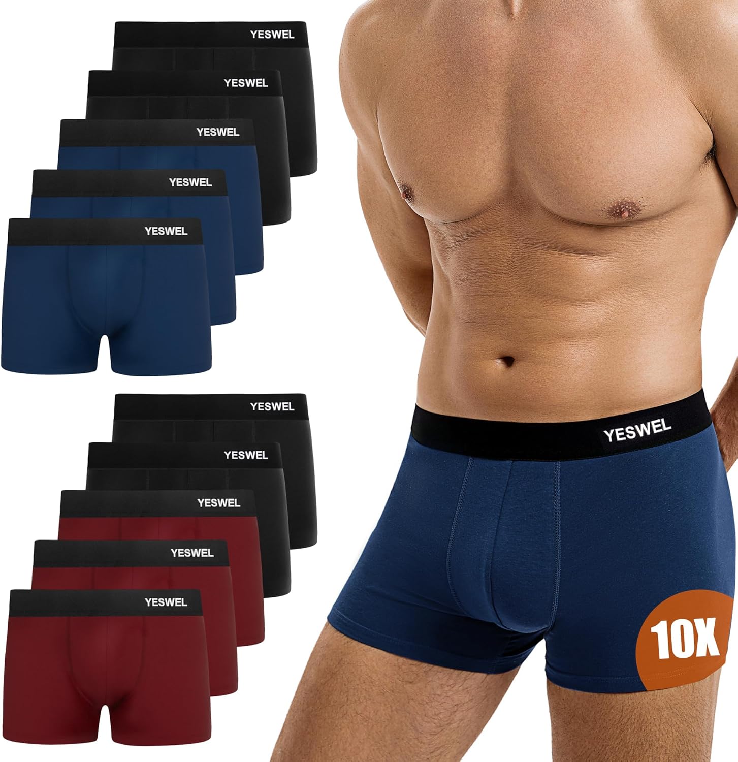 Thumbnail 6 de YESWEL Mens Boxers 10 Pack
