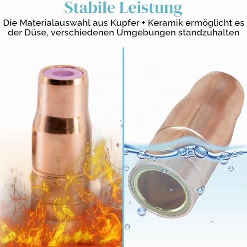 Detalle de EATBALE Fülldrahtdüse 14/15AK MIG/MAG Ersatzteile – Verschleißteil mit Keramikring, 4 Stück