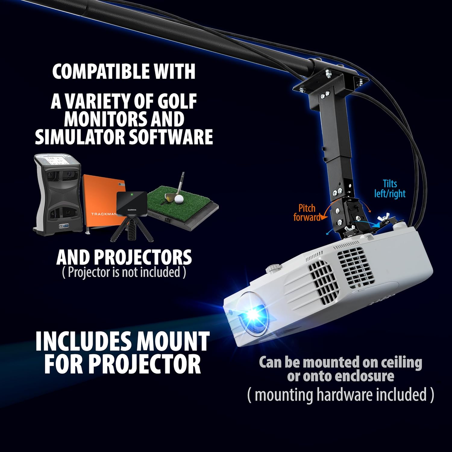 Detalle de Complete Golf Simulator Enclosure Package — 4K-Ready Impact Screen, Blackout Cage, and Projector Mount