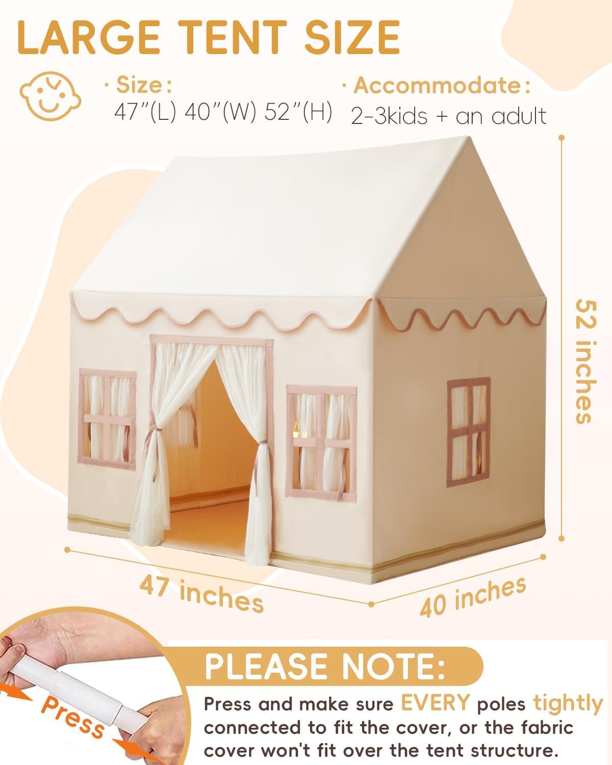 Thumbnail 6 de Kids tent playhouse 47-inch base fabric