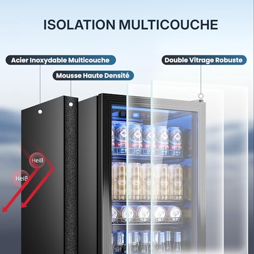 Detalle de TRIUMPHKEY Réfrigérateur à Boissons 90 L avec Porte Vitrée — Stockage jusqu’à 128 canettes
