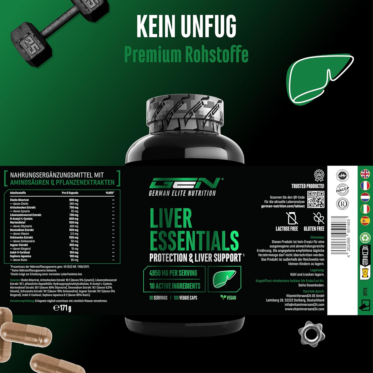 Thumbnail 5 de Liver Essentials – 180 vegane Kapseln mit Leber-Komplex, Mariendistel, Cholin & NAC