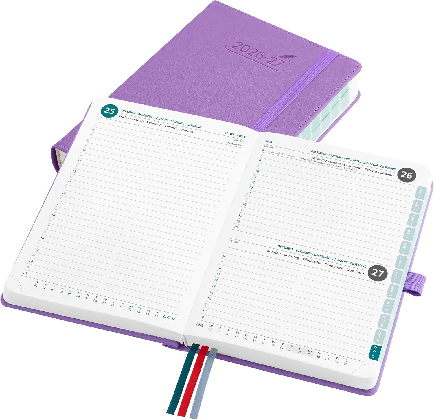Thumbnail 6 de BEZEND Academic Diary 2026-2027 Page A Day (Sept'26-Dec'27) Compact 18 x 13 cm – Lavender PU Leather
