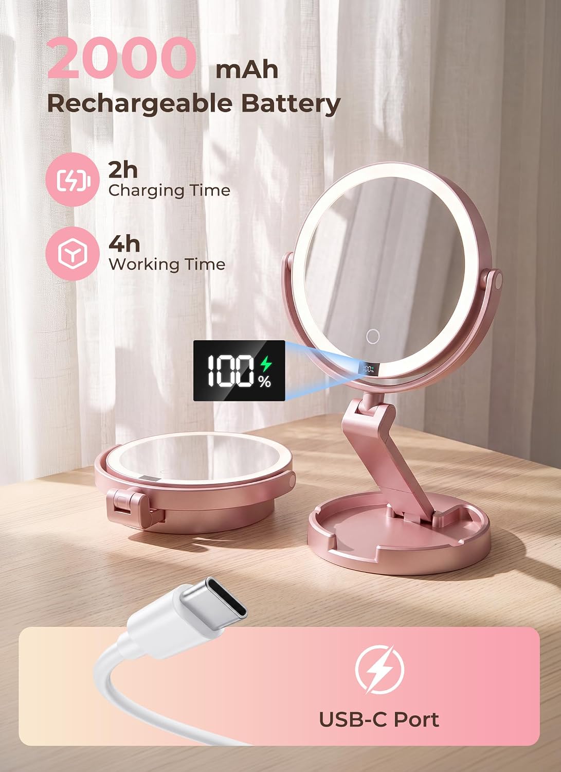 Detalle 2 de Lighted Makeup Mirror with 1X/10X Magnification