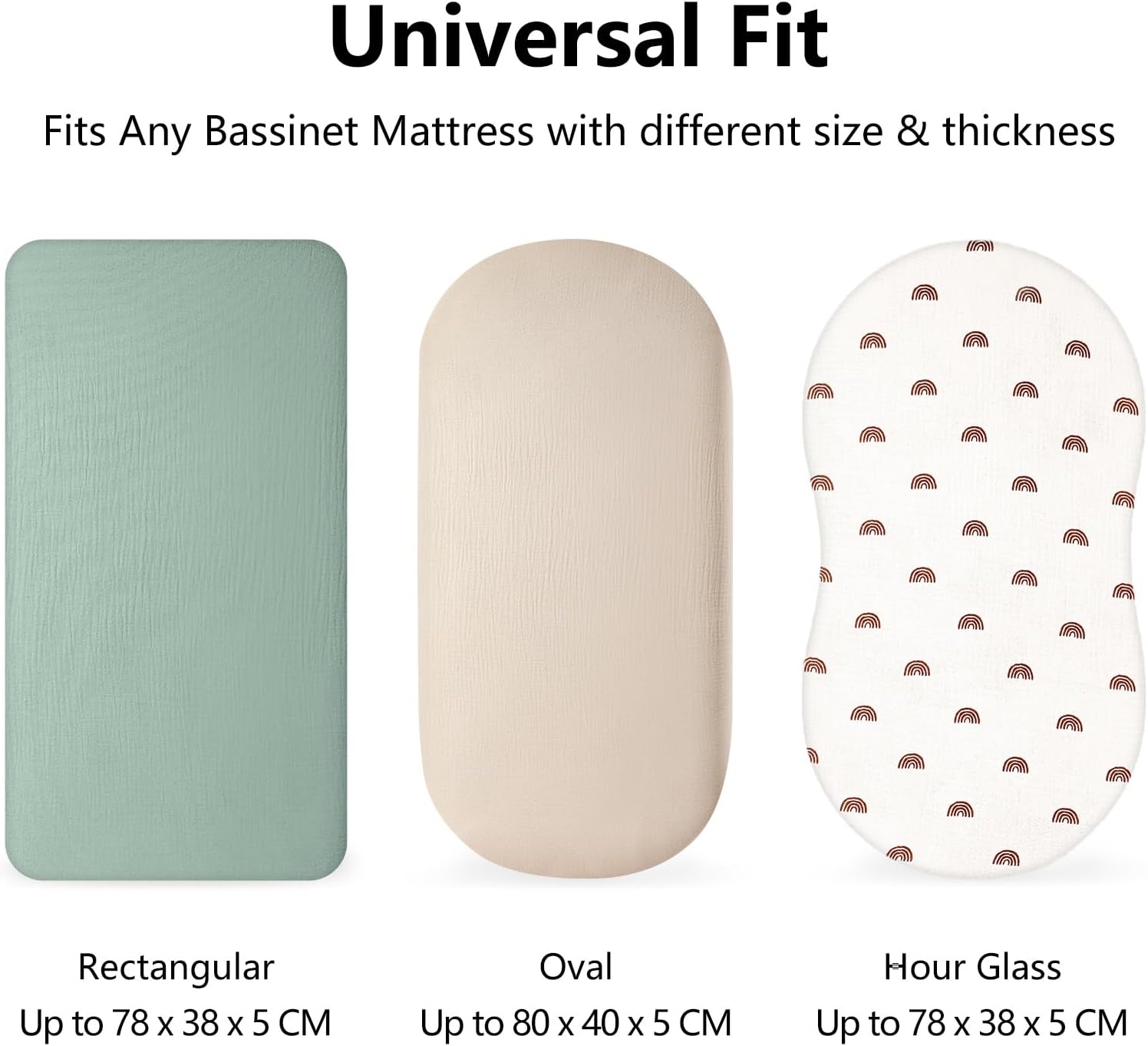 Thumbnail 3 de Peepeemax lot de 2 draps-housses en mousseline de coton 80x40 cm (couffin/berceau)