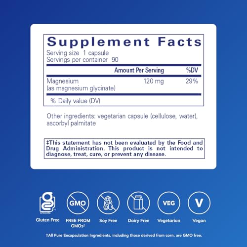 Detalle de Pure Encapsulations Magnesio | Energía y Función Muscular, 90 cápsulas vegetales