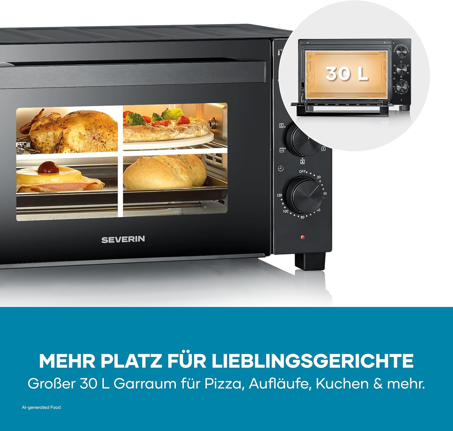 Thumbnail 4 de Severin Back- und Toastofen mit Umluftfunktion (TO 9020): 30 L Kapazität, Drehspieß und Vielseitigkeit