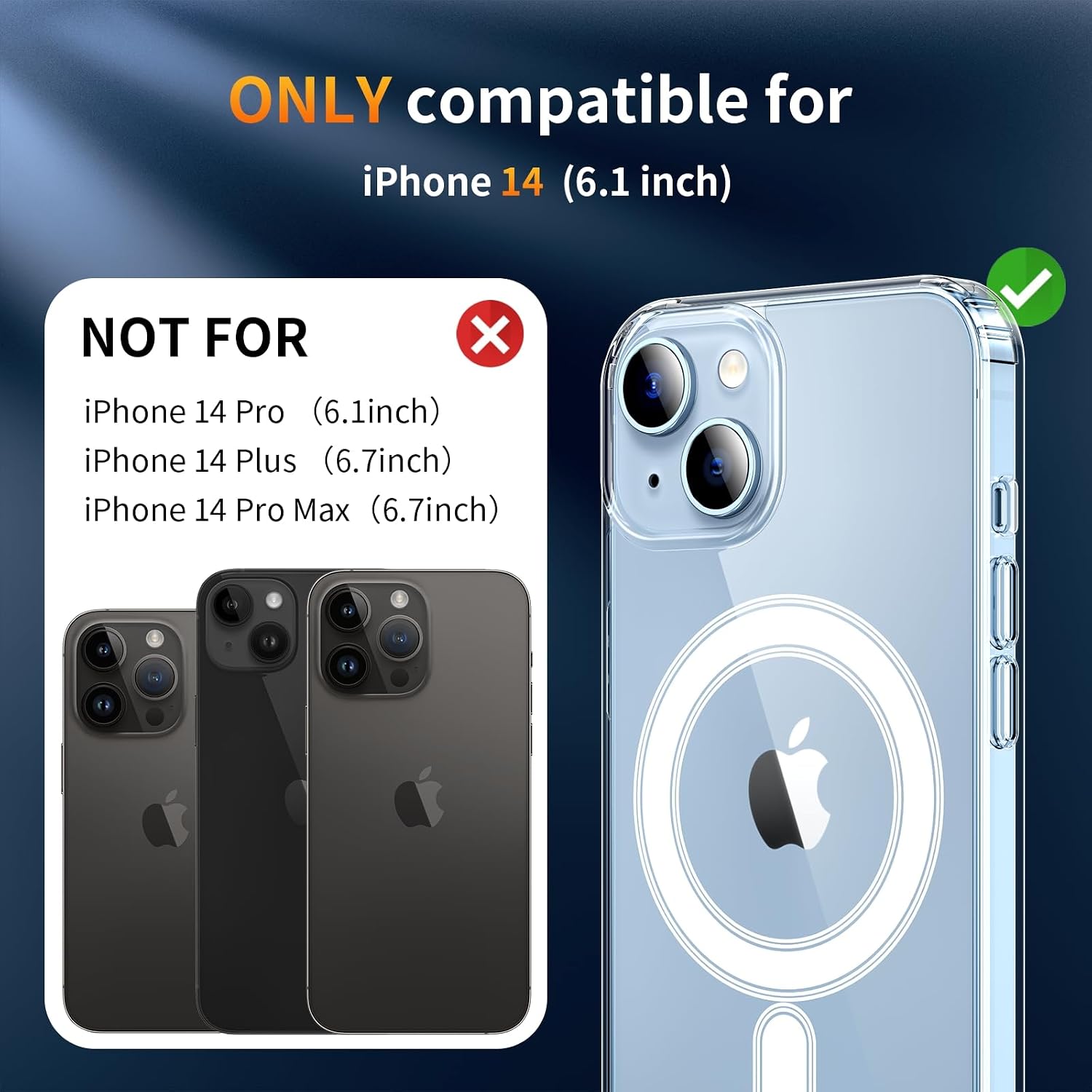 Detalle 2 de YNMEacc iPhone 14 magnetic clear case with 2 screen protectors