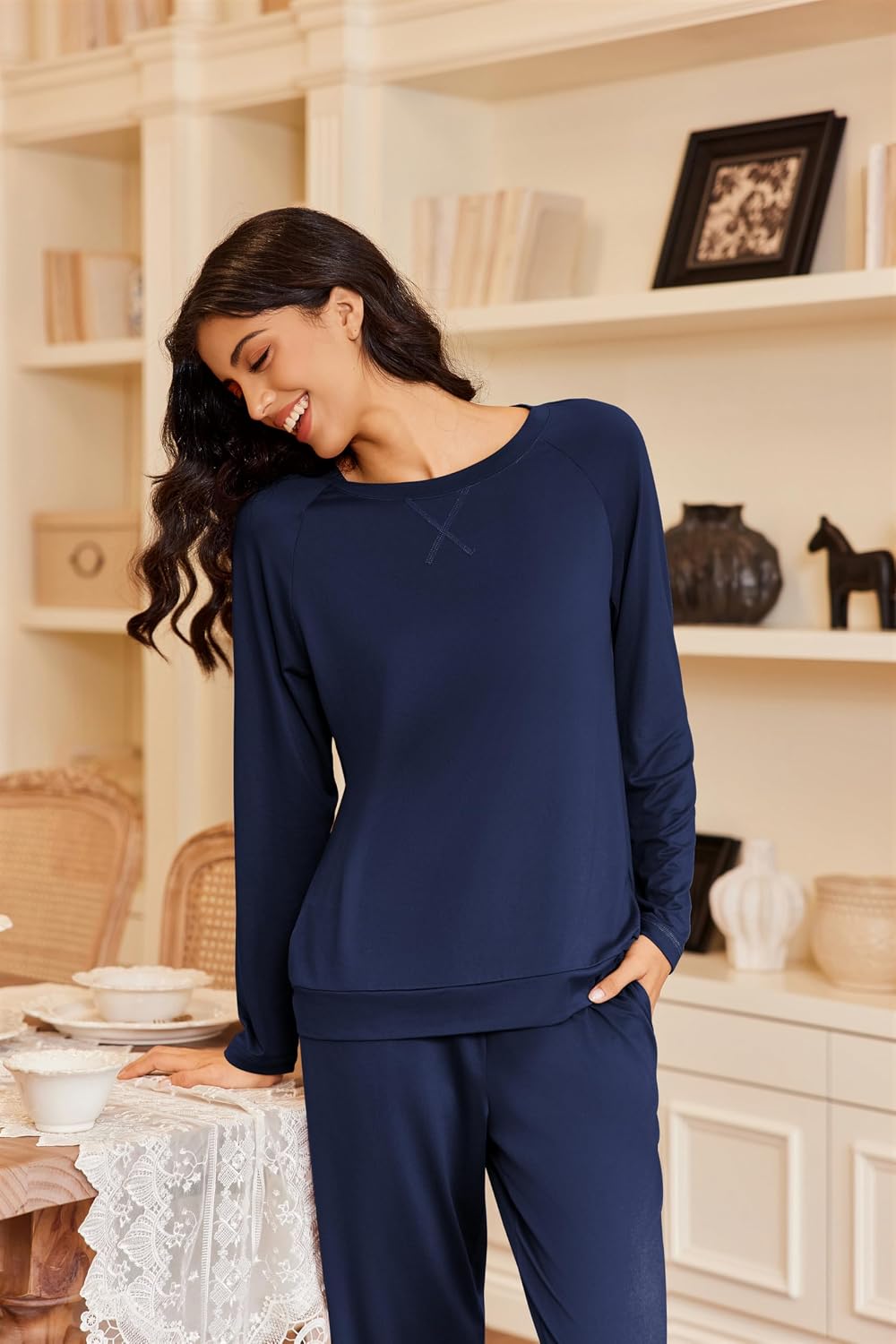 Detalle 2 de Ekouaer Women's Pajama Set, Polyester-Spandex Blend