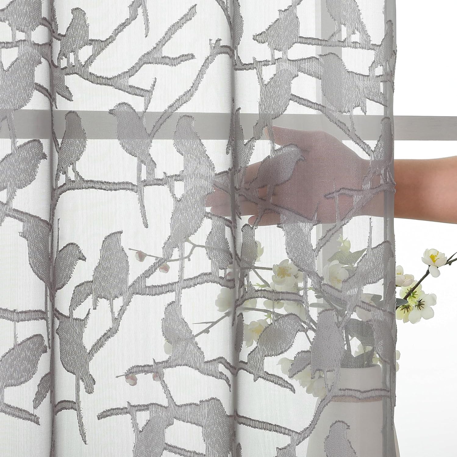 Detalle 1 de OVZME Sheer Curtains 36-Inch Length