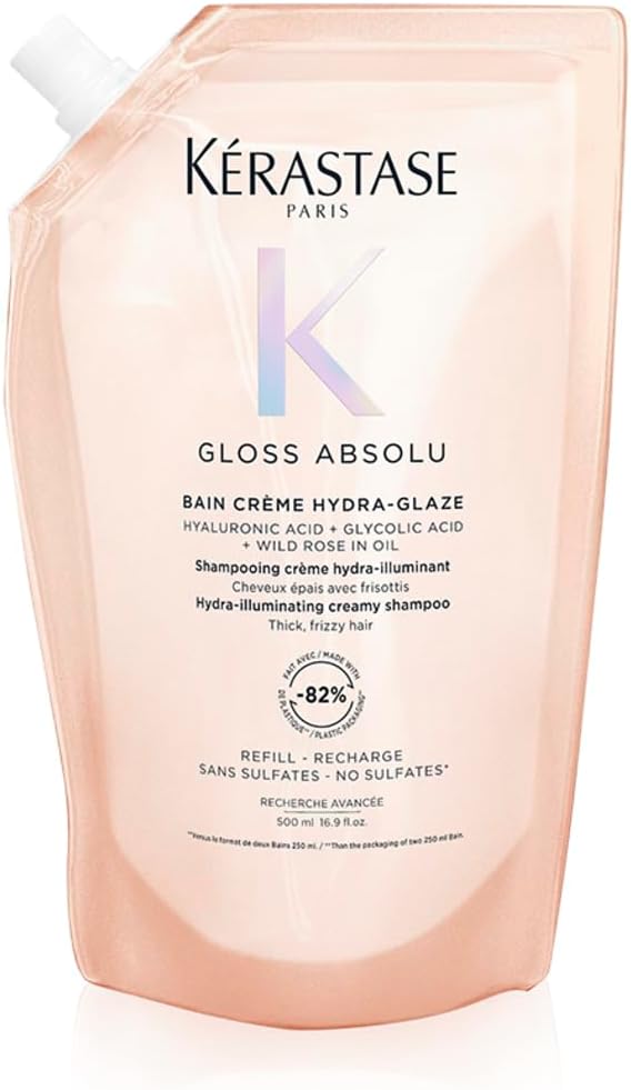 Detalle de Kérastase Gloss Absolu Eco Ricarica Shampoo per Capelli Spessi Tendenti al Crespo 500 ml – Bain Crème Hydra-Glaze