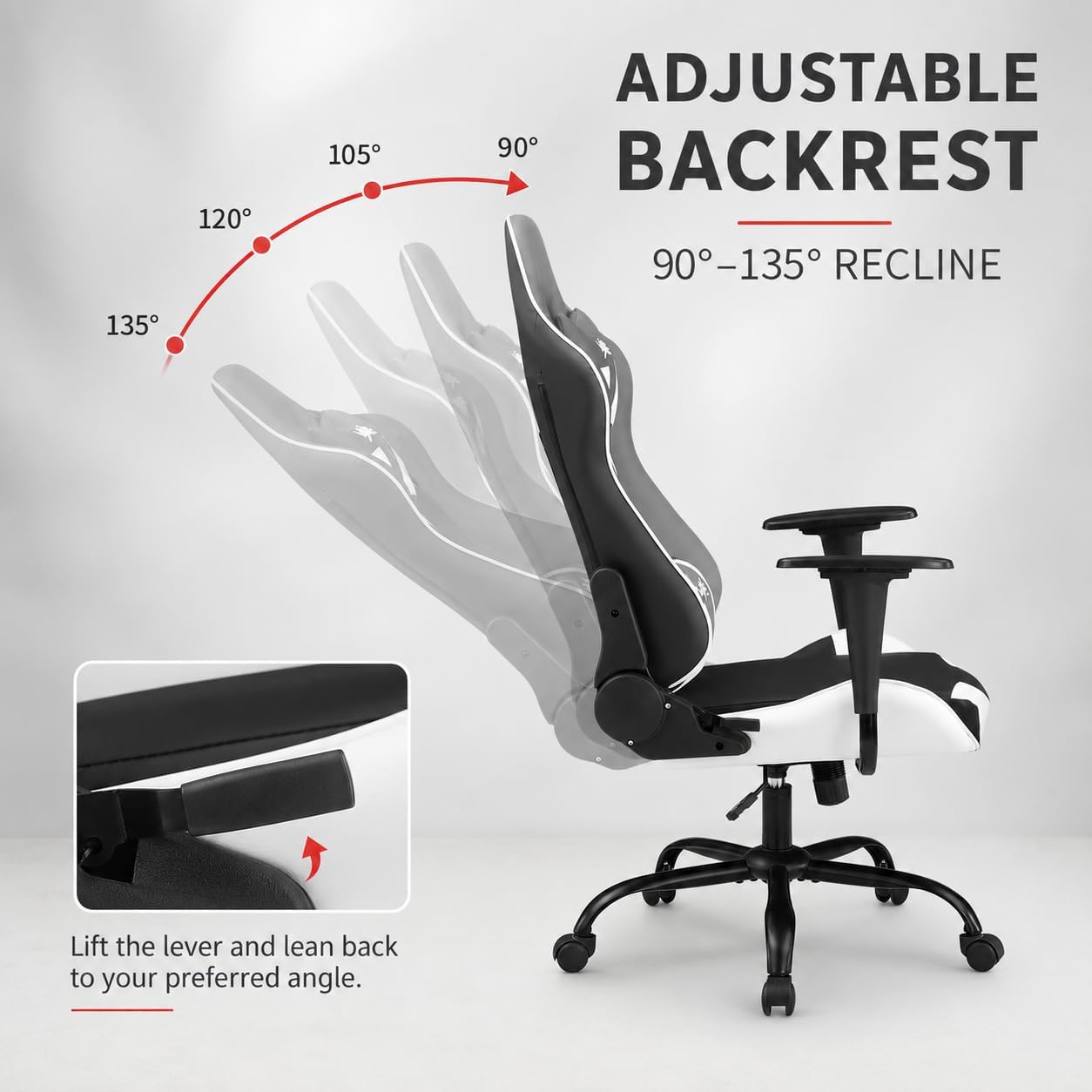 Detalle de BestOffice gaming chair, 250 lb capacity